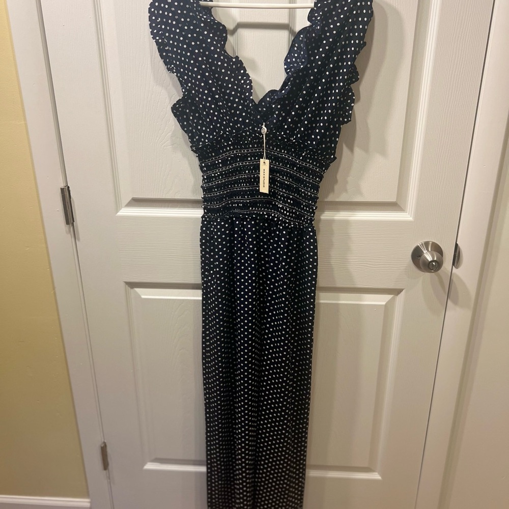 Max Studio Blue and White V-Neck Maxi Dress